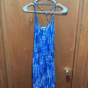 Soft Joie Blue Tie-Dye Small Maxi Dress with Long Slit